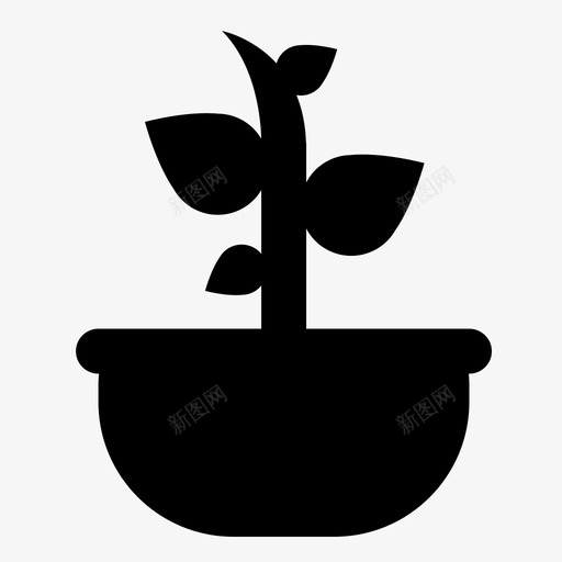 植物发芽盆栽图标svg_新图网 https://ixintu.com 发芽 园艺 植物 生长 盆栽 自然