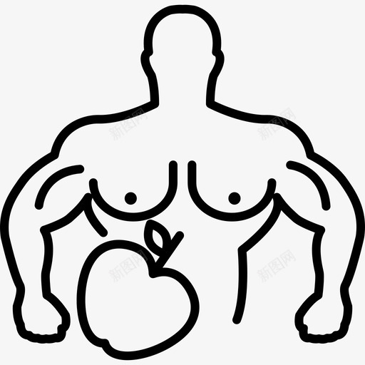 男性肌肉轮廓与苹果人体操图标svg_新图网 https://ixintu.com 人 体操 男性肌肉轮廓与苹果