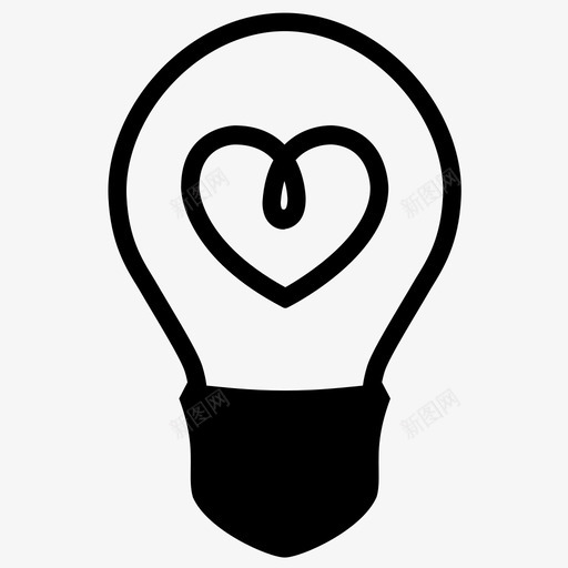 心脏灯泡由爱情人节图标svg_新图网 https://ixintu.com 心脏灯 心脏灯泡 情人节 爱 爱的光 由爱