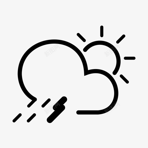 白天风暴部分下雨部分暴风雨图标svg_新图网 https://ixintu.com 下雨 夏季 天气图标集1 白天风暴 部分下雨 部分晴朗 部分暴风雨 雷雨