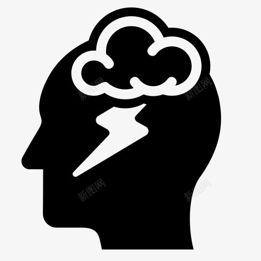 头脑风暴雷鸣思考图标svg_新图网 https://ixintu.com 人 侧视 头脑风暴 思考 想法 新想法 闪电 雷鸣