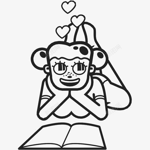 读书女孩图标svg_新图网 https://ixintu.com 读书女孩