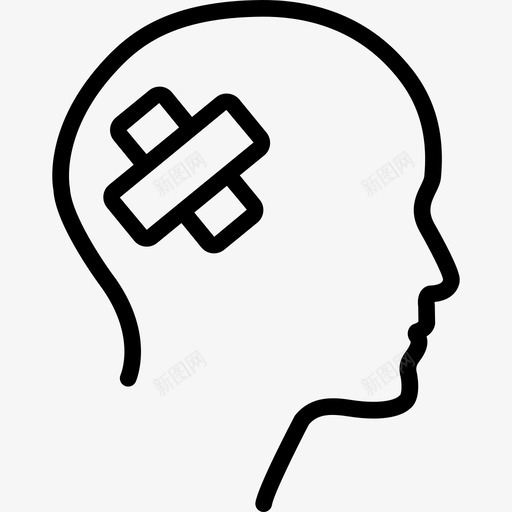 男性头部轮廓侧视图带医用胶带身体部位图标svg_新图网 https://ixintu.com 带医用胶带 男性头部轮廓侧视图 身体部位