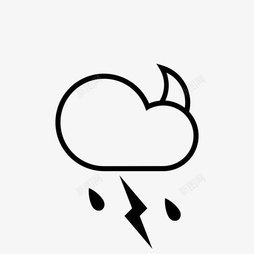 夜风暴云预报图标svg_新图网 https://ixintu.com 云 夜风暴 天气 天空 月亮 闪电 雨 预报