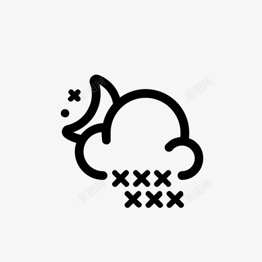 夜雪晚雪晴朗图标svg_新图网 https://ixintu.com 多云 夜雪 天气图标 晚雪 晴朗 部分