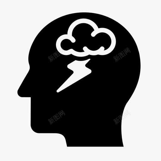头脑风暴雷鸣思考图标svg_新图网 https://ixintu.com 人 侧视 头脑风暴 思考 想法 新想法 闪电 雷鸣