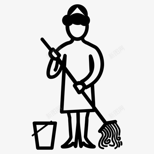 清洁工职业人图标svg_新图网 https://ixintu.com 人 女 工 性格 清洁工 男 职业 装