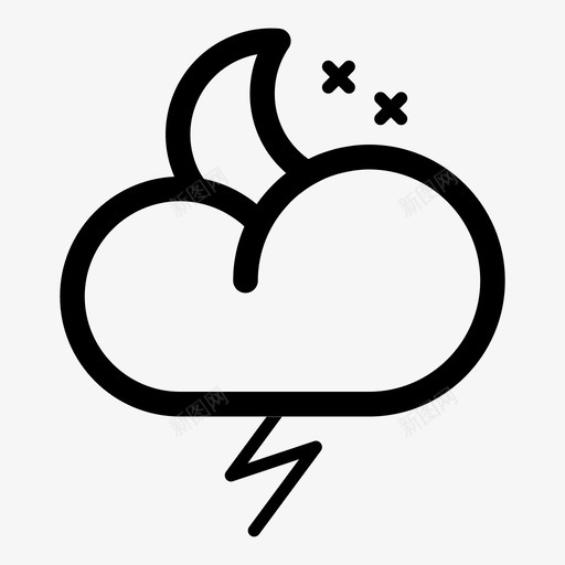夜雨雷雨暴风雨图标svg_新图网 https://ixintu.com 夜雨 星星 暴风雨 月亮 气象 雷雨