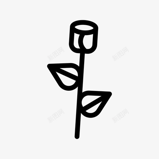 花茎玫瑰图标svg_新图网 https://ixintu.com 叶 玫瑰 绿 美 自然 花 花瓣 茎
