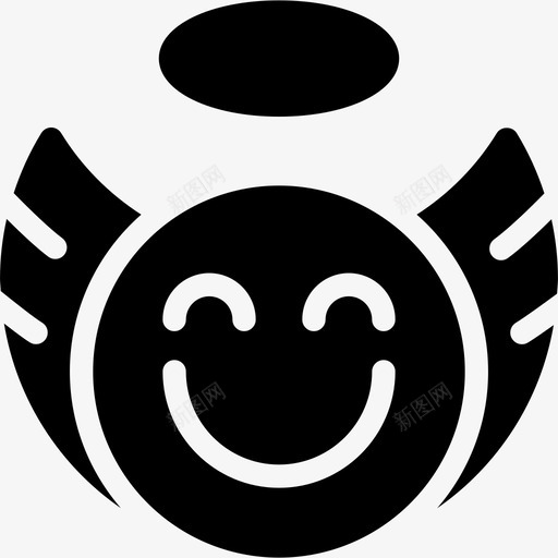 天使乐趣光环图标svg_新图网 https://ixintu.com 乐趣 光环 天使 头 实心图标 形状 微笑 插图 标志 笑脸 脸 表情符号-纯色
