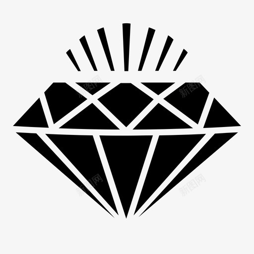 钻石贵重发光图标svg_新图网 https://ixintu.com 发光 宝石 折射 珠宝 矿物 硬质 稀有 贵重 钻石 镶嵌面