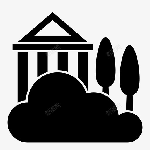 天堂建筑云彩图标svg_新图网 https://ixintu.com 云彩 休息 天堂 建筑 放松 树木 生命之后