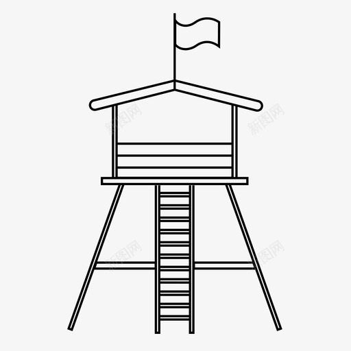 海滩小屋堡垒救生塔图标svg_新图网 https://ixintu.com 卡通树屋 堡垒 救生塔 树屋 海滩小屋 避难所