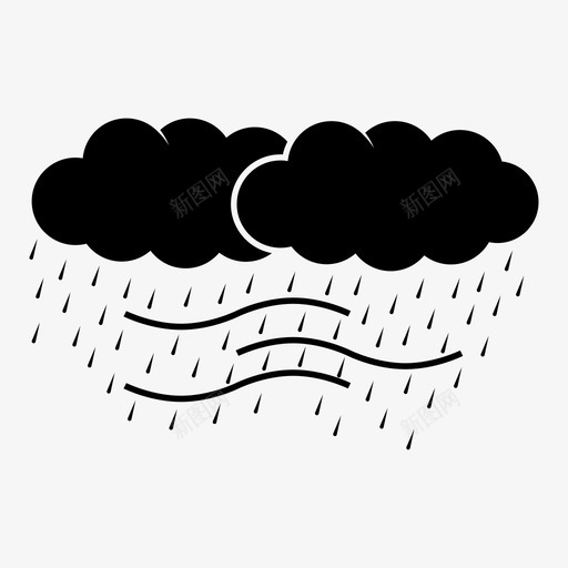 风和雨气候预报图标svg_新图网 https://ixintu.com 天气 暴雨 气候 雨云 预报 风 风和雨