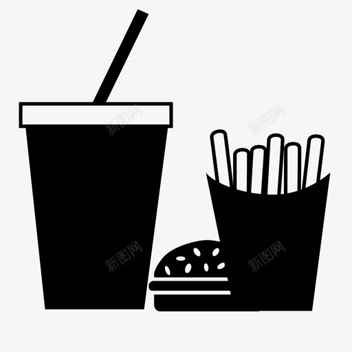 快餐垃圾食品汉堡包图标svg_新图网 https://ixintu.com 垃圾食品 快餐 杯子 汉堡包 薯条 饮料