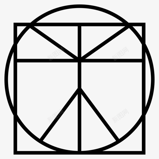 维特鲁威人艺术史图标svg_新图网 https://ixintu.com 元素 尺寸 绘画理论 维特鲁威人 艺术史 莱昂纳多·德芬奇 设计