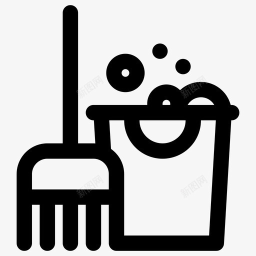 拖把清洁剂关门值班图标svg_新图网 https://ixintu.com 关门值班 女佣 拖把 拖把桶 清洁剂 清洁工