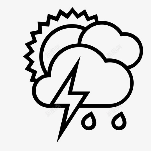 小雨伴雷多雨多雨天气图标svg_新图网 https://ixintu.com 多雨 多雨天气 天气预报 太阳 小雨伴雷 暴雪 暴风雨 雷雨