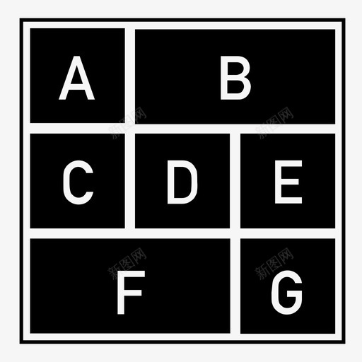 7块实心字母框仪表板布局图标svg_新图网 https://ixintu.com 7块实心字母框 仪表板布局
