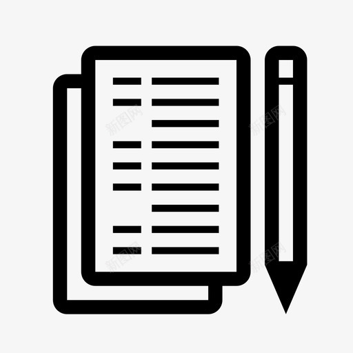 表格登记表登记册图标svg_新图网 https://ixintu.com 报纸 文件 测验 清单 登记册 登记表 纸张 表格 铅笔 问卷