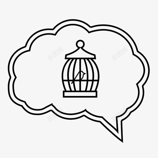 精神分裂症鸟脑图标svg_新图网 https://ixintu.com 困住 思想 笼中动物 精神分裂症 精神疾病 精神障碍 脑 鸟
