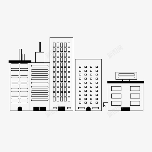 城市建筑摩天大楼图标svg_新图网 https://ixintu.com 公寓 商业建筑 城市 城市景观 建筑 摩天大楼