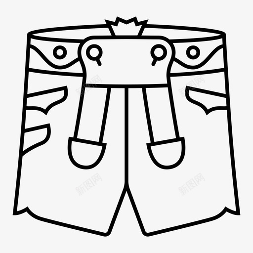 莱德哈松皮裤啤酒节图标svg_新图网 https://ixintu.com 传统 传统服装 啤酒节 复古 德语 皮裤 老派 莱德哈松 裤子