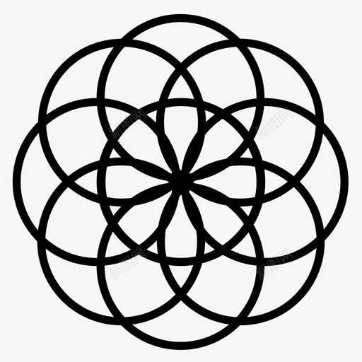 图案圆形花朵图标svg_新图网 https://ixintu.com 图案 圆形 对称 花朵