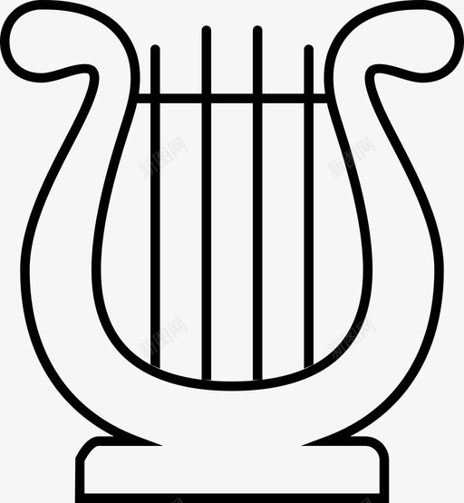 竖琴古典英格兰图标svg_新图网 https://ixintu.com 乐器 古典 图标线与一个中等边缘圆形 柔和 歌曲 竖琴 英格兰 音乐