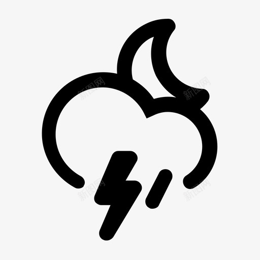夜雨风暴雷声幽灵图标svg_新图网 https://ixintu.com 云月 多云 夜雨风暴 天气图标第一卷 幽灵 月亮 沉重 闪电 雷声 黑暗