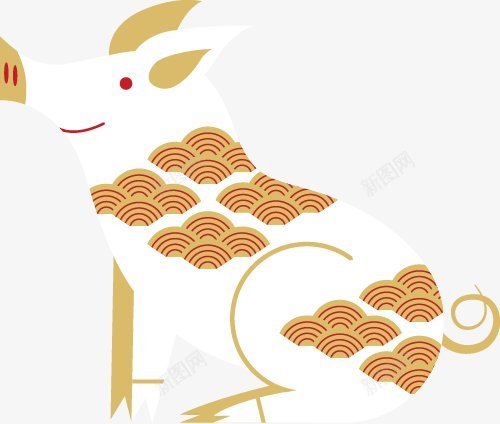 金猪东方传统新年金色新年氛围复古传统中国风png免抠素材_新图网 https://ixintu.com 金猪
