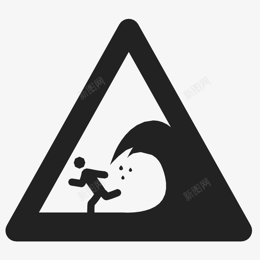 波浪大浪警告标志图标svg_新图网 https://ixintu.com 危险标志 大浪 奔跑 波浪 海啸 海浪 潮汐波 警告标志