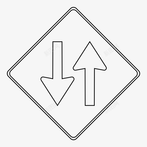 路标超车分流绕行图标svg_新图网 https://ixintu.com 分流 双向 小心 死胡同 箭头 绕行 行驶 路标 路标超车