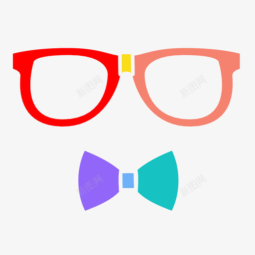 书呆子领结眼镜图标svg_新图网 https://ixintu.com 书呆子 傻瓜 眼镜 领结