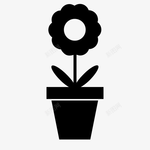盆花向日葵春天图标svg_新图网 https://ixintu.com 向日葵 春天 树叶 植物 盆花 自然 花力 花瓶 雏菊