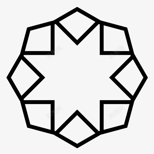 图案对称星形图标svg_新图网 https://ixintu.com 图案 对称 形状 抽象图案 抽象设计 星形 曲线 窗户 被子 角度