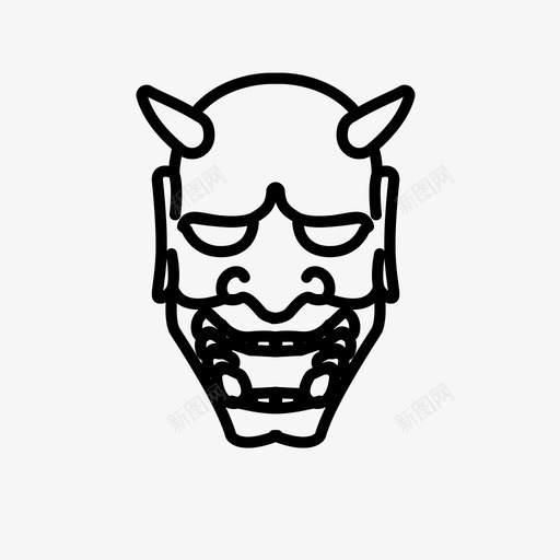 歌舞伎恶魔面具头盔角图标svg_新图网 https://ixintu.com 头盔 帽子面具和头盔 恶棍 戏剧 日本 歌舞伎恶魔面具 角 面具