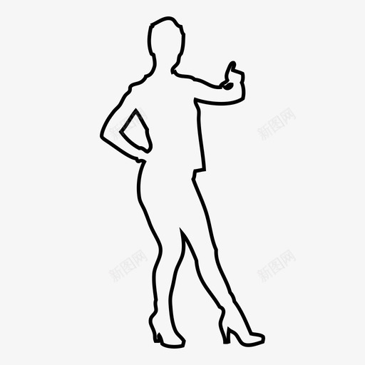 性感的女人站在白色的人图标svg_新图网 https://ixintu.com 性感的女人站在白色的人