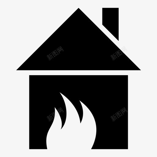 房屋火灾家庭火灾热图标svg_新图网 https://ixintu.com 事故 安全 家庭火灾 屋顶 房屋火灾 火花 点火 热 纵火 软管火灾