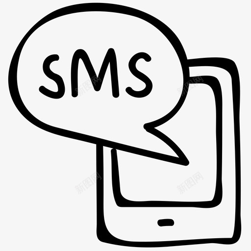 短信标志媒体手绘涂鸦图标svg_新图网 https://ixintu.com 媒体手绘涂鸦图标 短信标志