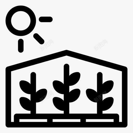 温室系统可持续性图标svg_新图网 https://ixintu.com 人类 可持续性 太阳能 植物 温室 环境 生态 电力 系统 绿色可持续性 能源