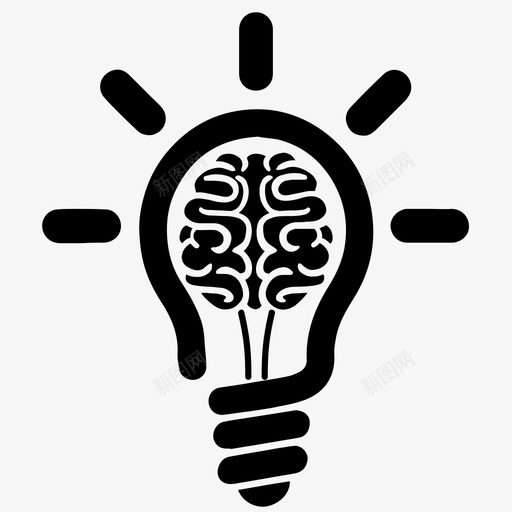 想法思考解决方案图标svg_新图网 https://ixintu.com 天才 学习 思考 想法 想象 灯泡 灵感 知识 解决方案 顿悟