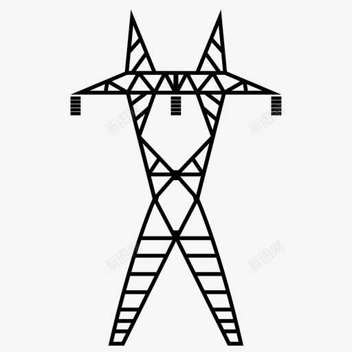 电力线电压电网图标svg_新图网 https://ixintu.com 电力 电力线 电压 电塔 电网