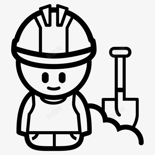 建筑工人在制品铲子图标svg_新图网 https://ixintu.com 专业 在制品 安全帽 工作 建筑工人 挖掘 铲子