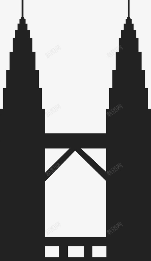 马石油双子塔图标svg_新图网 https://ixintu.com 马石油双子塔