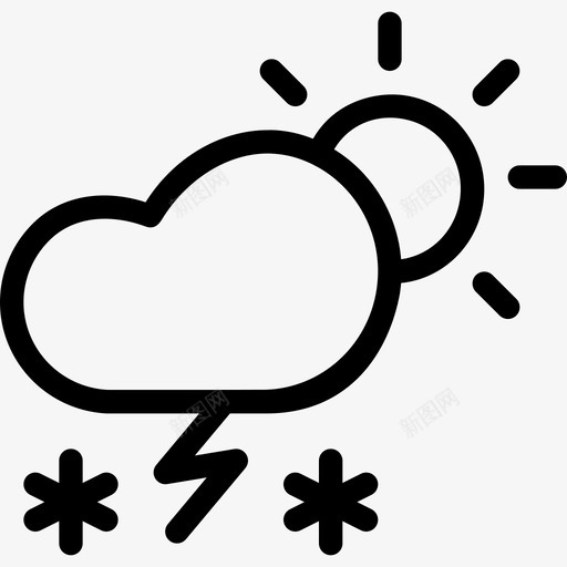 暴风雪太阳降雪图标svg_新图网 https://ixintu.com 云 冰冻 天气 太阳 寒冷 暴风雪 白天 降雪 雷