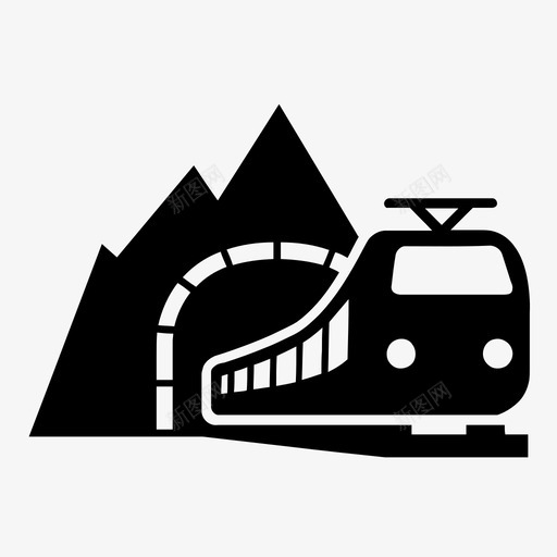 隧道轨道火车图标svg_新图网 https://ixintu.com 旅行 无轨电车 有轨电车 火车 火车站 电车 轨道 过境 运输 隧道