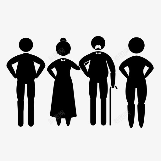 家庭变老长大图标svg_新图网 https://ixintu.com 人 变老 夫妻 婚姻 家庭 幸福家庭 成长 核心家庭 衰老 长大