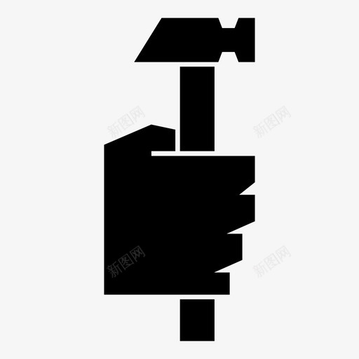 锤子扁手工具图标svg_新图网 https://ixintu.com 修理工具 固定 工具 平手 扁手 手 锤击 锤子