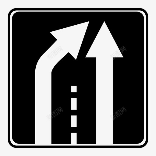 车道结束转换车道道路图标svg_新图网 https://ixintu.com 交叉口 合并 平行道路 方向 标志 碰撞 车道结束 转换车道 道路 道路标志